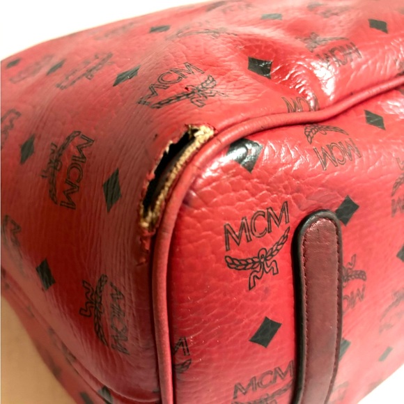 MCM visetos large Liz reversible shopper tote red ruby handbag - Picture 10 of 16